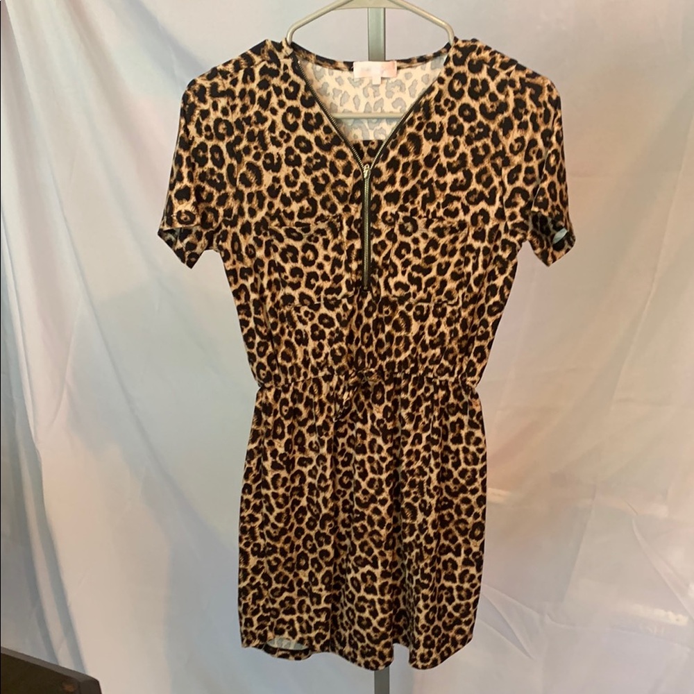 Stella Tweed Girls Leopard Print Casual Dress